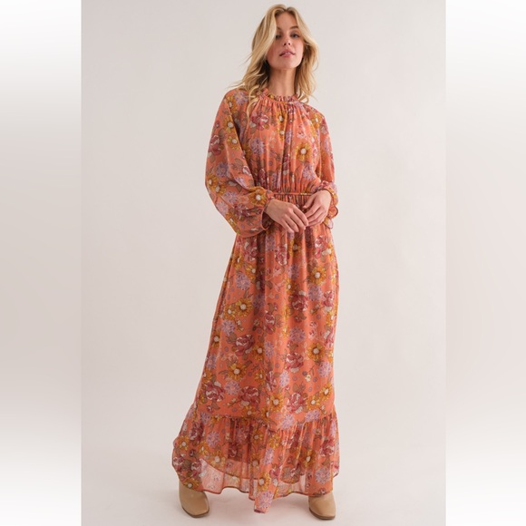 34 Boho Floral Print Tiered Maxi Dress - Picture 3 of 6